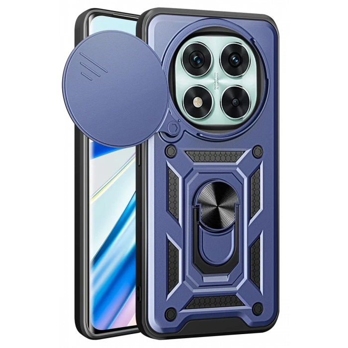 Xiaomi Redmi Note 14 Pro 5G Kılıf Pars Lens Yüzüklü Silikon - Lacivert