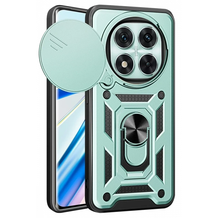 Xiaomi Redmi Note 14 Pro 5G Kılıf Pars Lens Yüzüklü Silikon - Yeşil