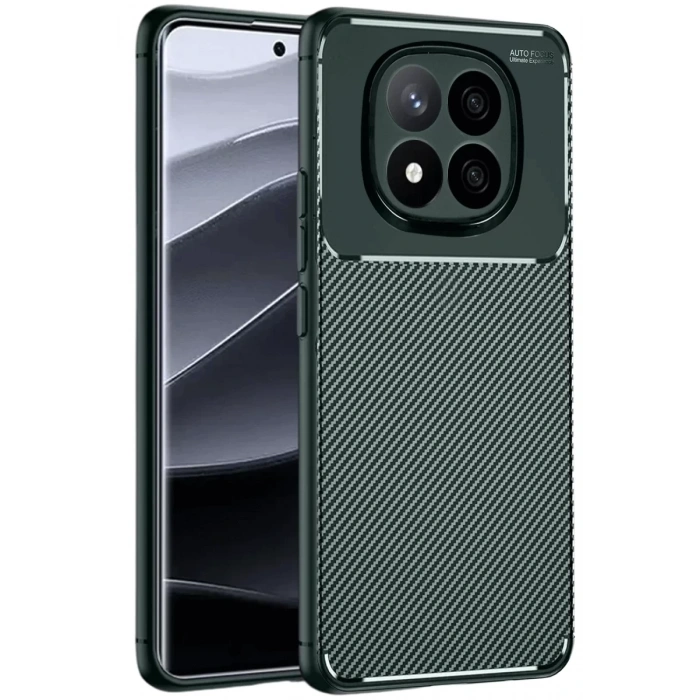 Xiaomi Redmi Note 14 Pro Plus Kılıf Auto Focus Karbon Kapak - Koyu Yeşil