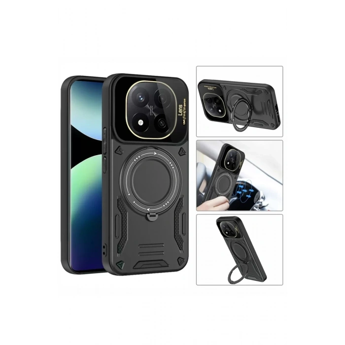 Xiaomi Redmi Note 14 Pro Plus Kılıf Joy Lens Standlı Kapak - Siyah