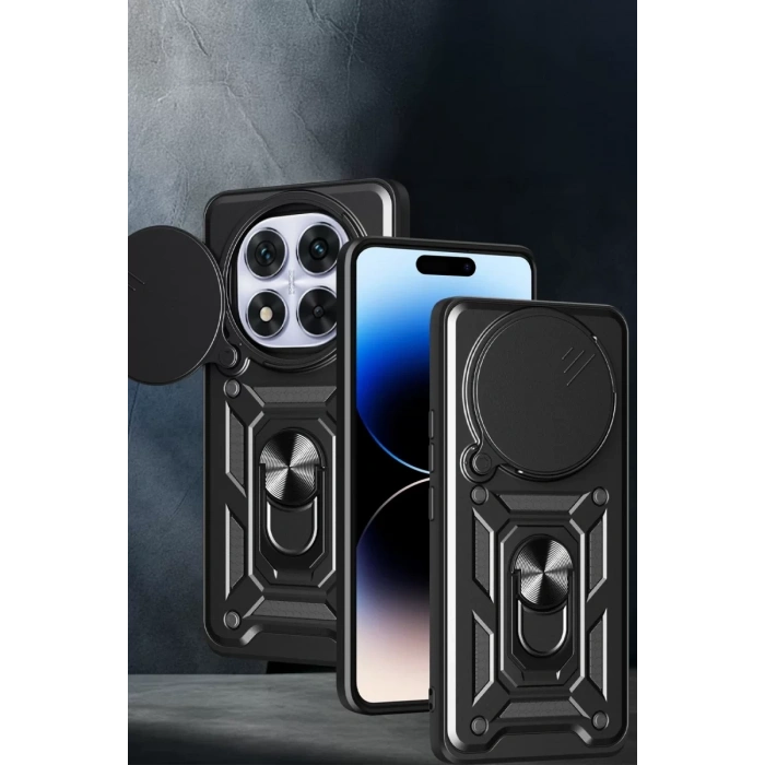 Xiaomi Redmi Note 14 Pro Plus Kılıf Pars Lens Yüzüklü Silikon - Kırmızı