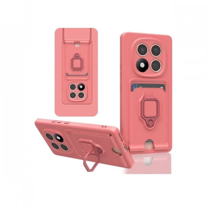 Xiaomi Redmi Note 14 Pro Plus Kılıf Zuma Kartvizitli Yüzüklü Silikon - Pembe