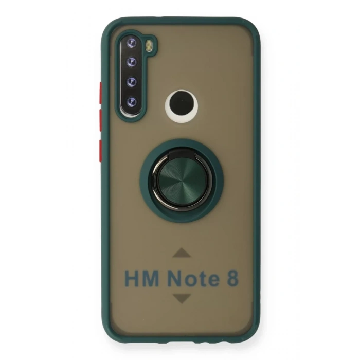 Xiaomi Redmi Note 8 Kılıf Montreal Yüzüklü Silikon Kapak - Yeşil