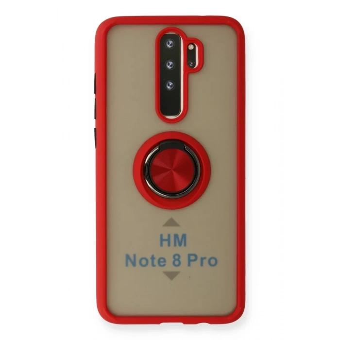 Xiaomi Redmi Note 8 Pro Kılıf Montreal Yüzüklü Silikon Kapak - Kırmızı