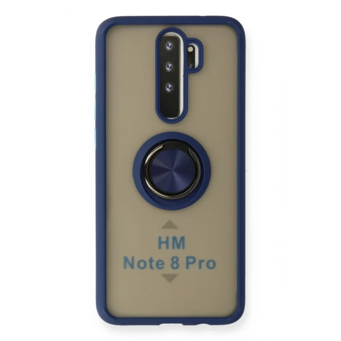 Xiaomi Redmi Note 8 Pro Kılıf Montreal Yüzüklü Silikon Kapak - Lacivert