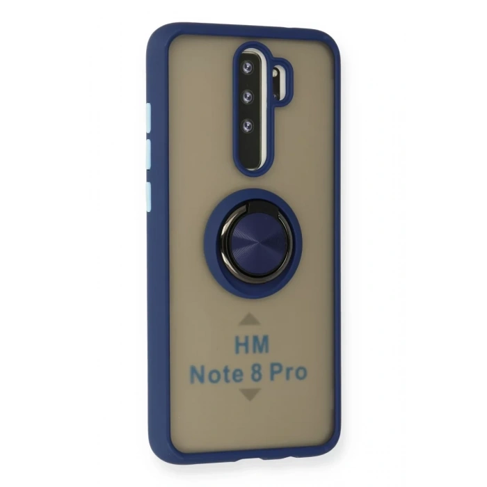 Xiaomi Redmi Note 8 Pro Kılıf Montreal Yüzüklü Silikon Kapak - Lacivert