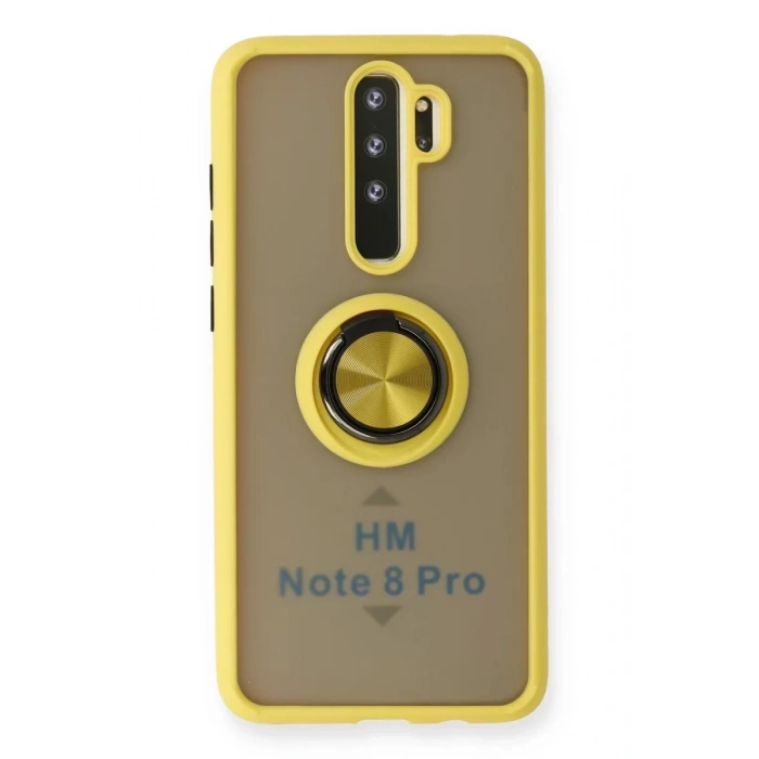 Xiaomi Redmi Note 8 Pro Kılıf Montreal Yüzüklü Silikon Kapak - Sarı