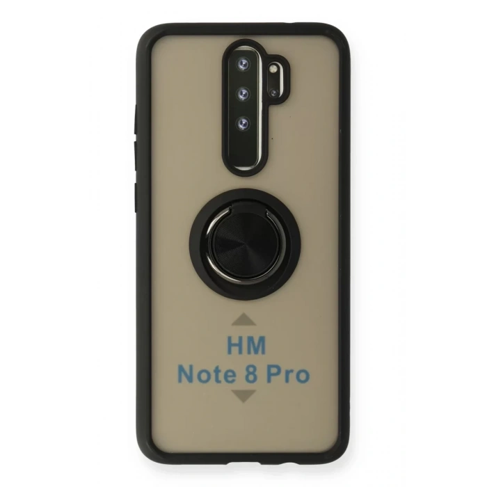 Xiaomi Redmi Note 8 Pro Kılıf Montreal Yüzüklü Silikon Kapak - Siyah