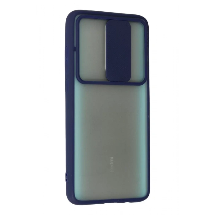 Xiaomi Redmi Note 8 Pro Kılıf Palm Buzlu Kamera Sürgülü Silikon - Lacivert