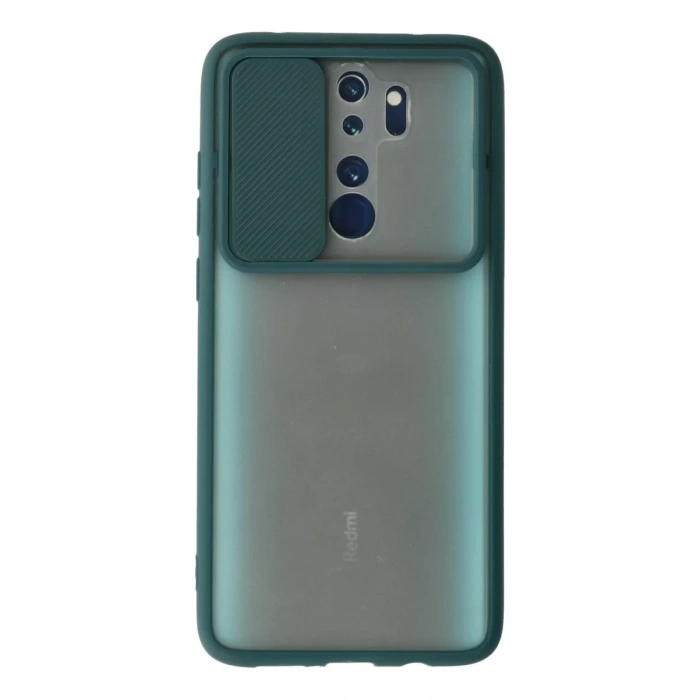 Xiaomi Redmi Note 8 Pro Kılıf Palm Buzlu Kamera Sürgülü Silikon - Yeşil