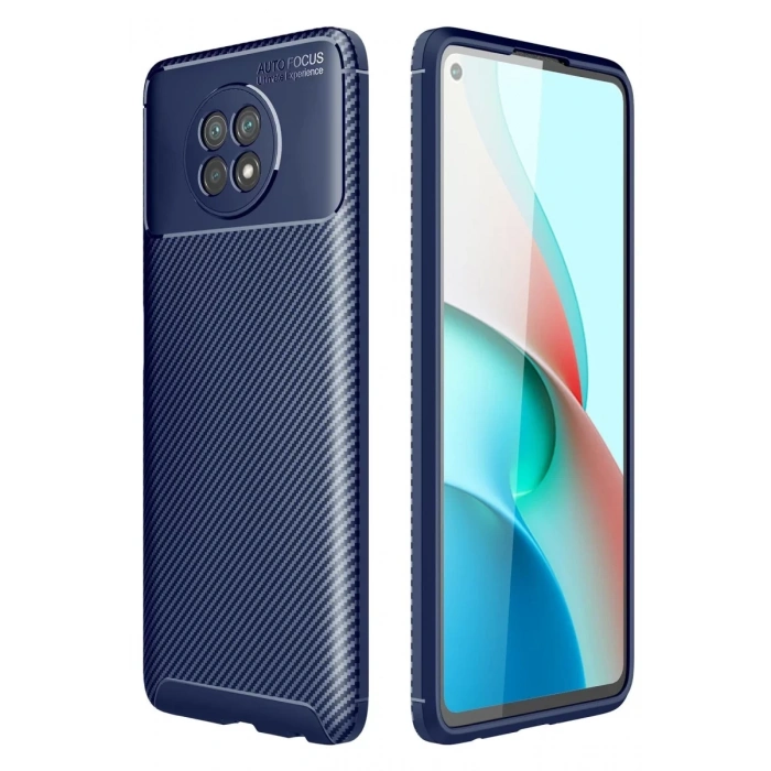 Xiaomi Redmi Note 9 5G Kılıf Auto Focus Karbon Kapak - Lacivert