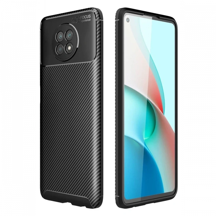 Xiaomi Redmi Note 9 5G Kılıf Auto Focus Karbon Kapak - Siyah