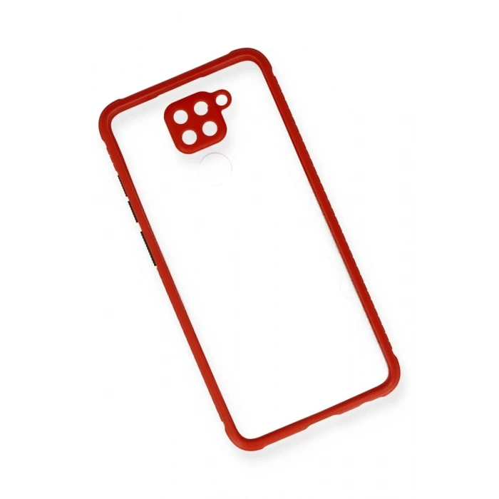 Xiaomi Redmi Note 9 Kılıf Miami Şeffaf Silikon - Kırmızı