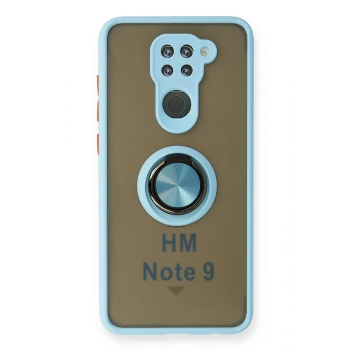 Xiaomi Redmi Note 9 Kılıf Montreal Yüzüklü Silikon Kapak - Buz Mavi