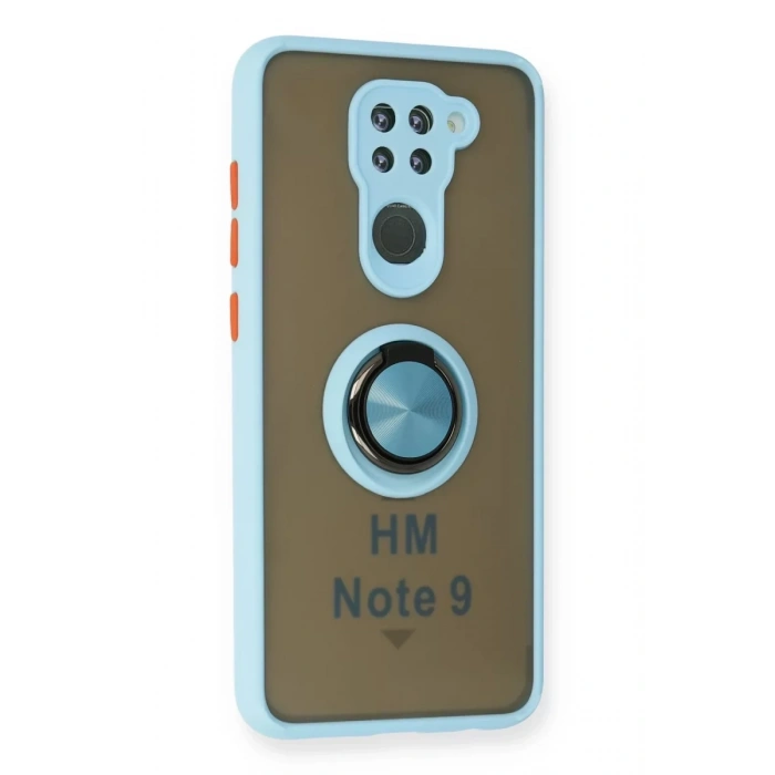 Xiaomi Redmi Note 9 Kılıf Montreal Yüzüklü Silikon Kapak - Buz Mavi
