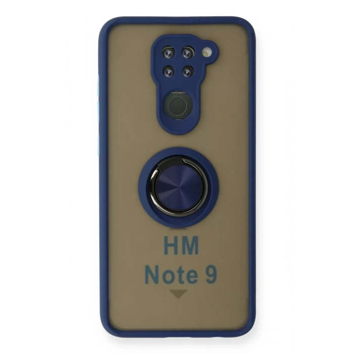 Xiaomi Redmi Note 9 Kılıf Montreal Yüzüklü Silikon Kapak - Lacivert