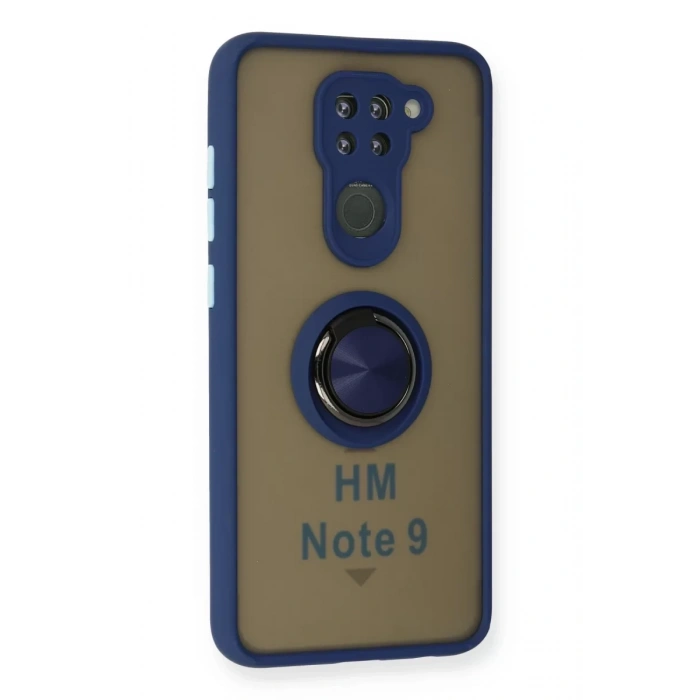 Xiaomi Redmi Note 9 Kılıf Montreal Yüzüklü Silikon Kapak - Lacivert