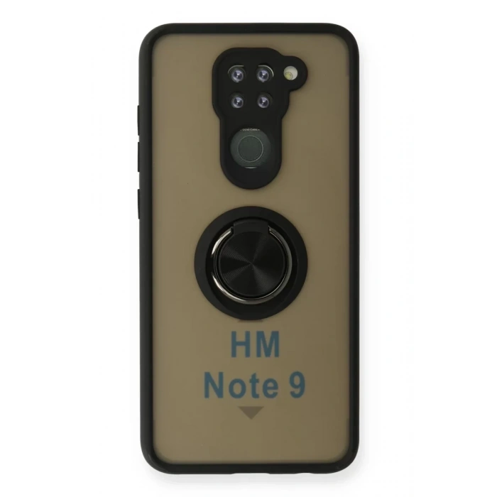 Xiaomi Redmi Note 9 Kılıf Montreal Yüzüklü Silikon Kapak - Siyah
