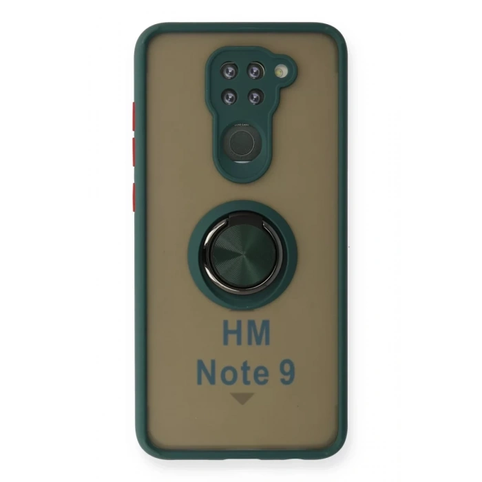 Xiaomi Redmi Note 9 Kılıf Montreal Yüzüklü Silikon Kapak - Yeşil