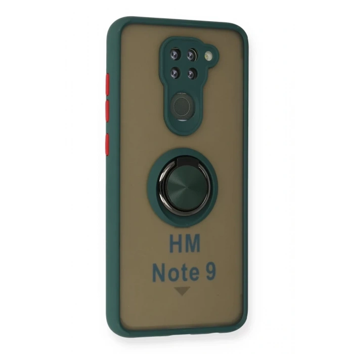 Xiaomi Redmi Note 9 Kılıf Montreal Yüzüklü Silikon Kapak - Yeşil