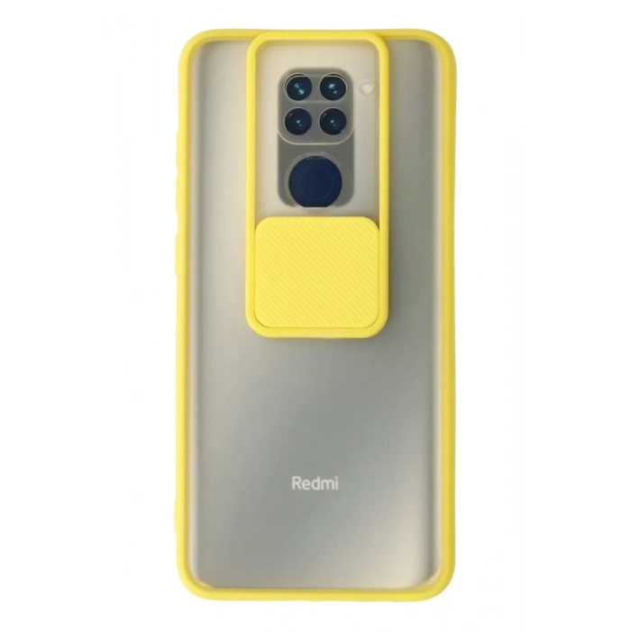 Xiaomi Redmi Note 9 Kılıf Palm Buzlu Kamera Sürgülü Silikon - Sarı