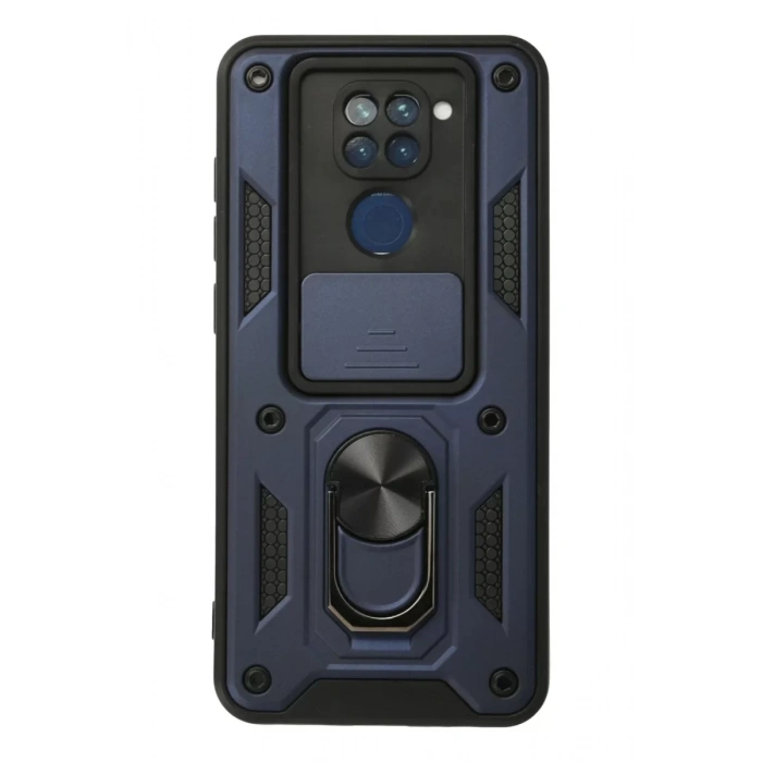 Xiaomi Redmi Note 9 Kılıf Pars Lens Yüzüklü Silikon - Lacivert