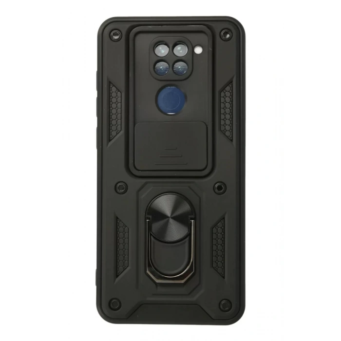 Xiaomi Redmi Note 9 Kılıf Pars Lens Yüzüklü Silikon - Siyah