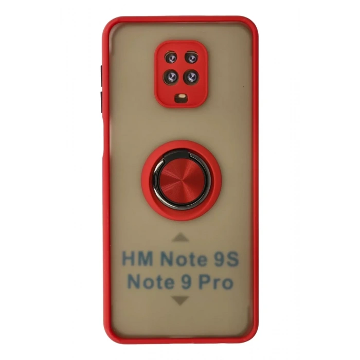 Xiaomi Redmi Note 9 Pro Kılıf Montreal Yüzüklü Silikon Kapak - Kırmızı