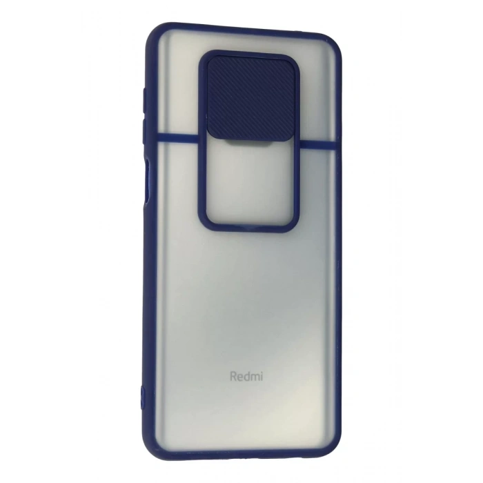 Xiaomi Redmi Note 9 Pro Kılıf Palm Buzlu Kamera Sürgülü Silikon - Lacivert