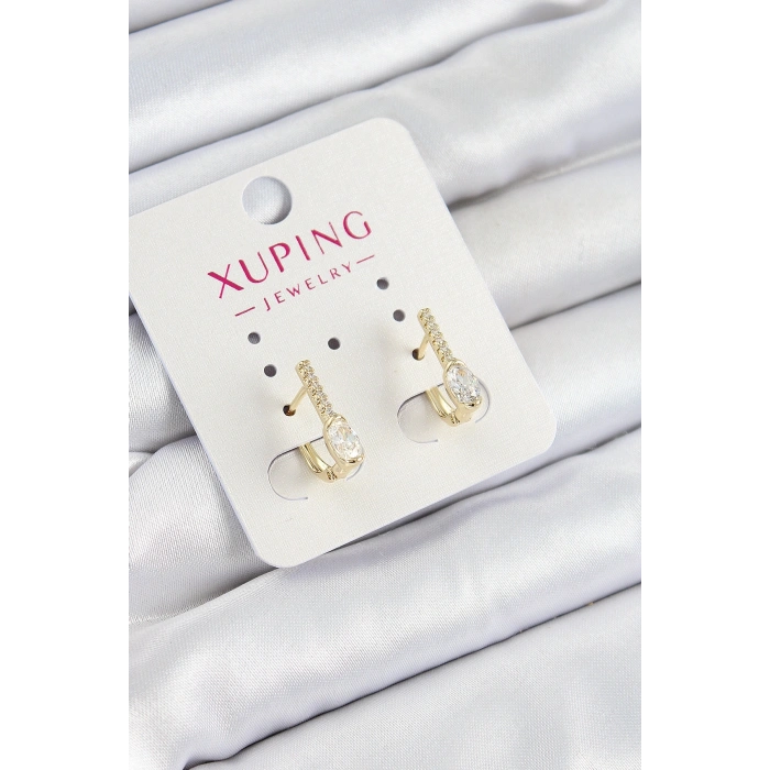 Xuping Zirkon Taşlı I Model Gold Renk Kadın Küpe