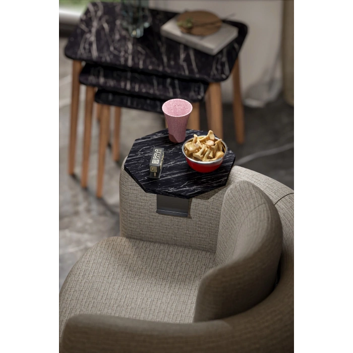 Yan Sehpa Ayarlanabilir Tepsi Dekoratif Modern Tepsi SEKİZGEN Bendir