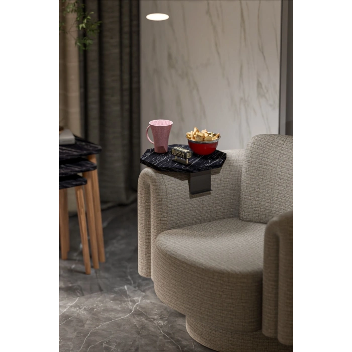 Yan Sehpa Ayarlanabilir Tepsi Dekoratif Modern Tepsi SEKİZGEN Bendir