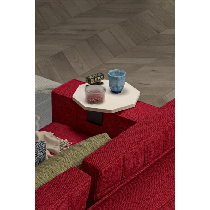 Yan Sehpa Ayarlanabilir Tepsi Dekoratif Modern Tepsi SEKİZGEN Krem