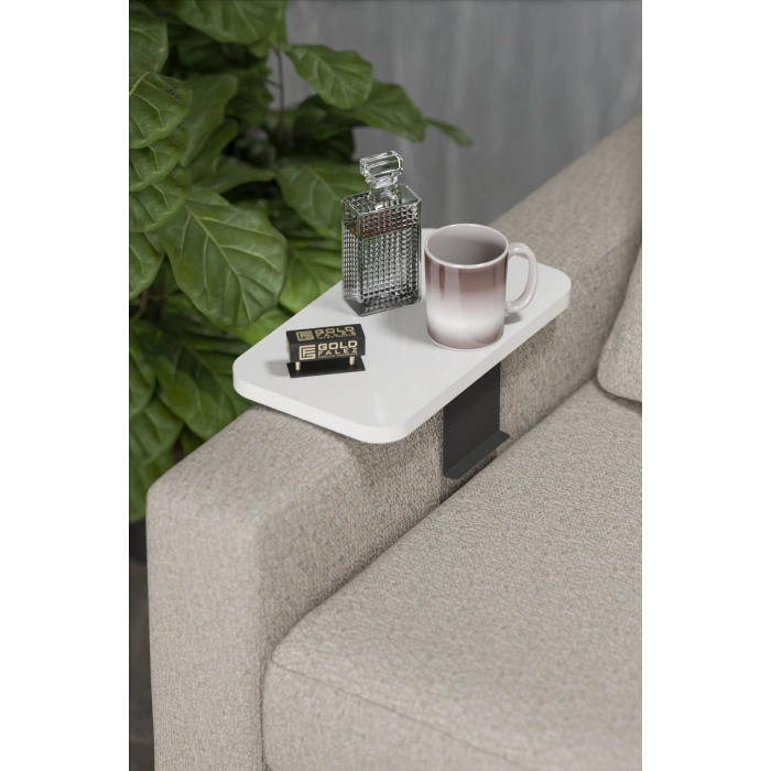 Yan Sehpa Ayarlanabilir Tepsi DİKDÖRTGEN Dekoratif Modern Yatay Dikey Koltuk Sehpası BEYAZ