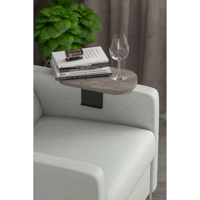 Yan Sehpa Ayarlanabilir Tepsi OVAL Dekoratif Modern Yatay Dikey Koltuk Sehpası GORDİON