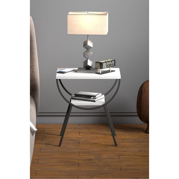 Yan Sehpa Komodin Metal Ayak BEYAZ