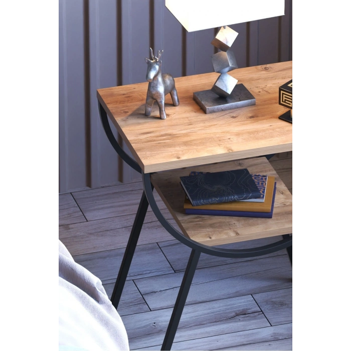 Yan Sehpa Komodin Metal Ayak CEVİZ