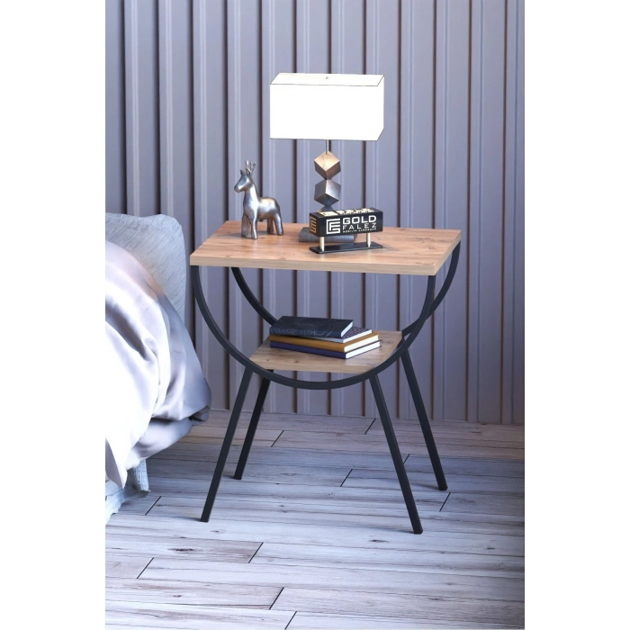 Yan Sehpa Komodin Metal Ayak CEVİZ