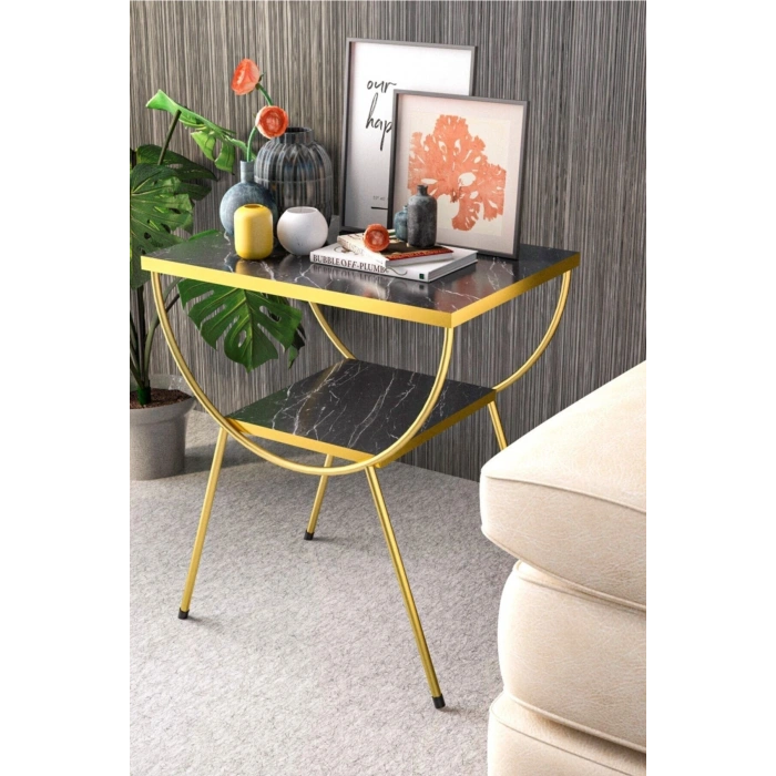 Yan Sehpa Komodin Metal Ayak Gold Bendir