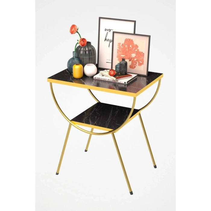 Yan Sehpa Komodin Metal Ayak Gold Bendir