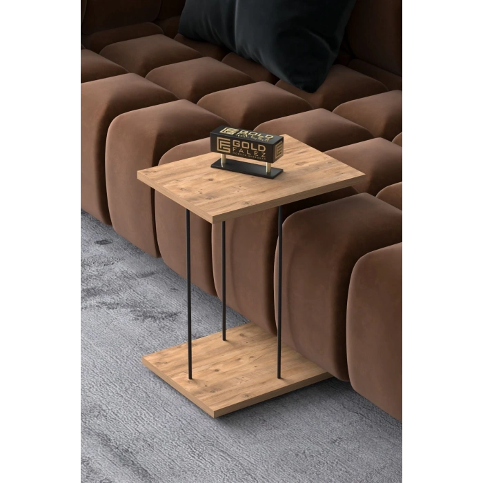 Yan Sehpa Tekerlekli Servis Sehpası HND Dikdörtgen Atlantik çam