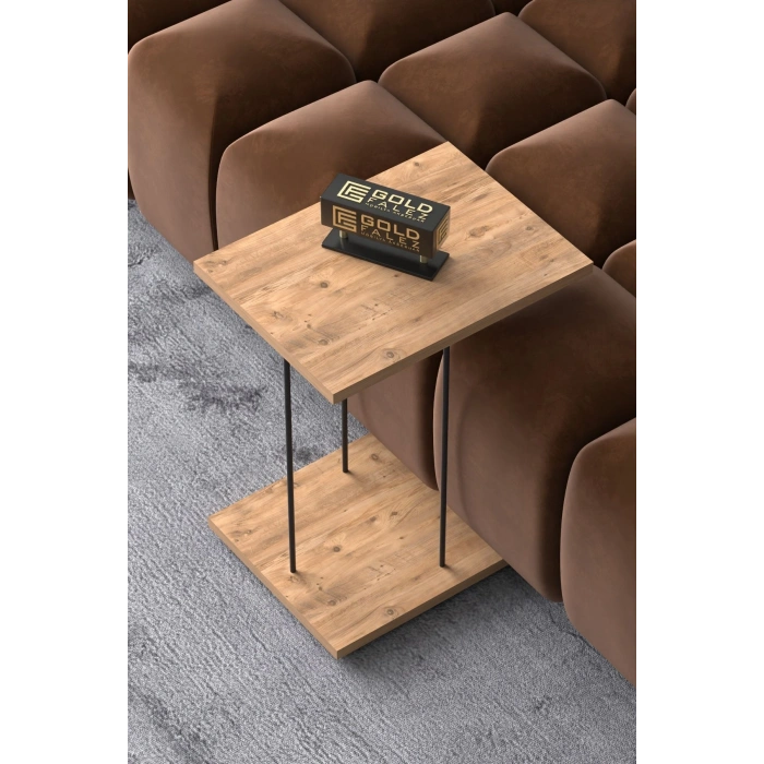 Yan Sehpa Tekerlekli Servis Sehpası HND Dikdörtgen Atlantik çam