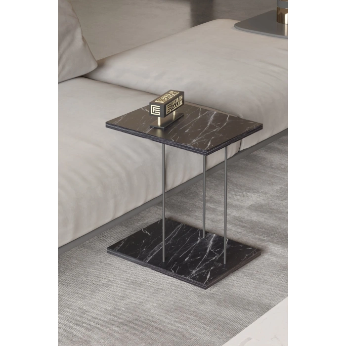 Yan Sehpa Tekerlekli Servis Sehpası HND Dikdörtgen Bendir