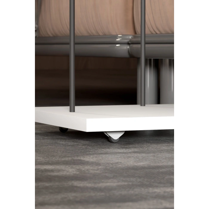 Yan Sehpa Tekerlekli Servis Sehpası HND Dikdörtgen Beyaz