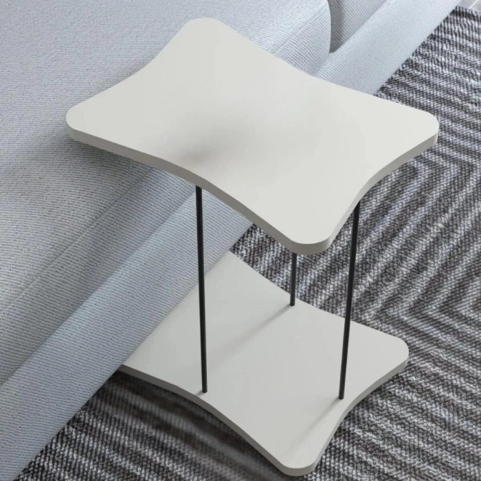 Yan Sehpa Tekerlekli Servis Sehpası HND Krem