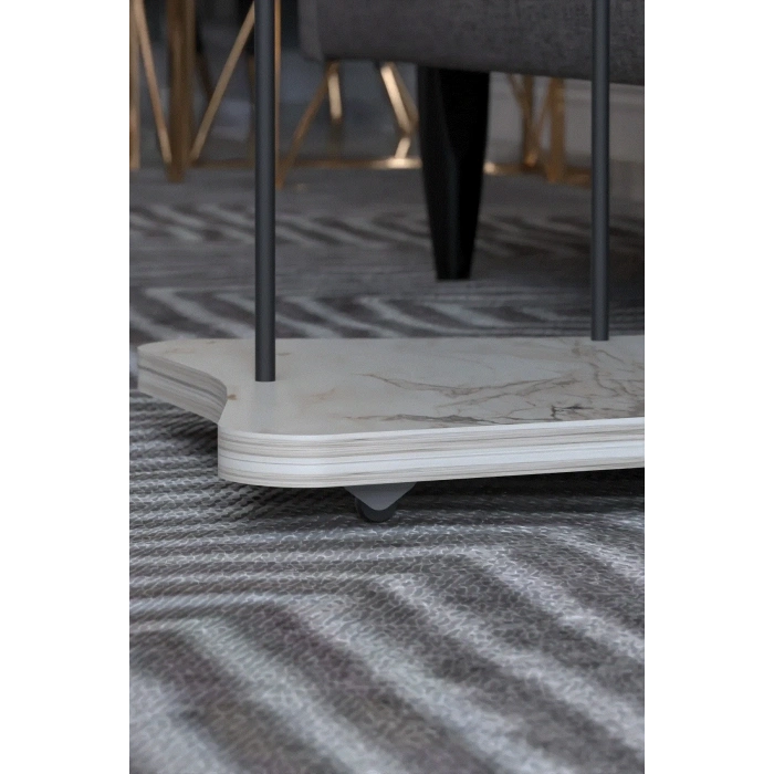 Yan Sehpa Tekerlekli Servis Sehpası HND Krem