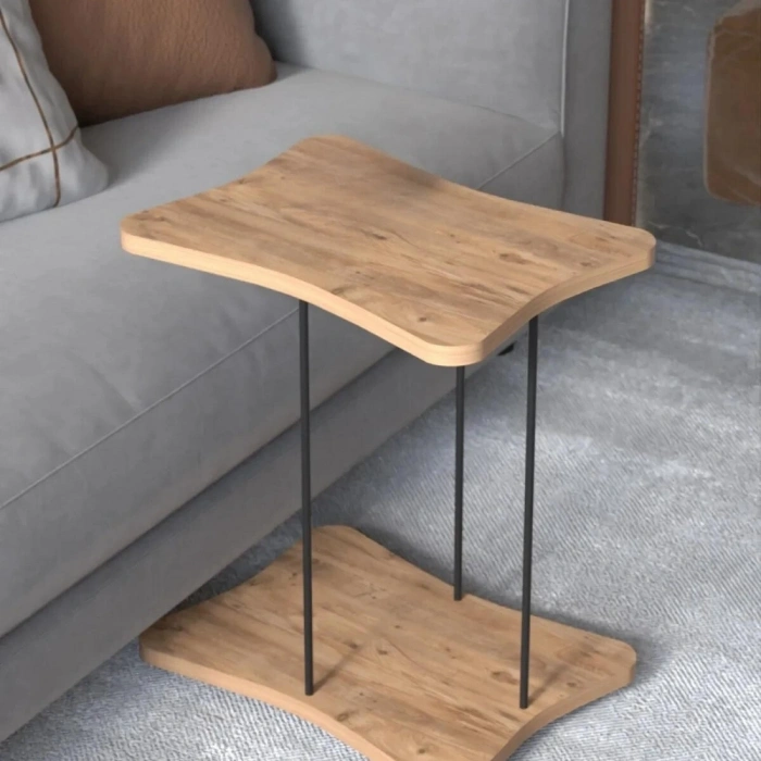 Yan Sehpa Tekerlekli Servis Sehpası HND Krem