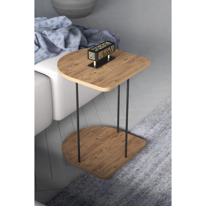 Yan Sehpa Tekerlekli Servis Sehpası HND Oval Atlantik Çam