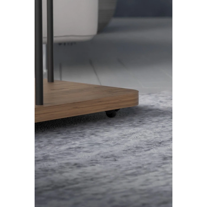 Yan Sehpa Tekerlekli Servis Sehpası HND Oval Atlantik Çam