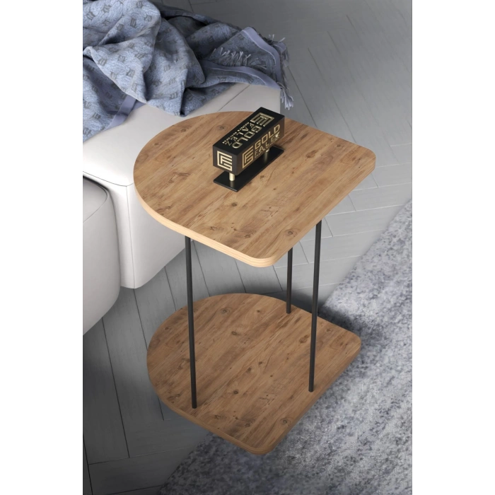 Yan Sehpa Tekerlekli Servis Sehpası HND Oval Atlantik Çam